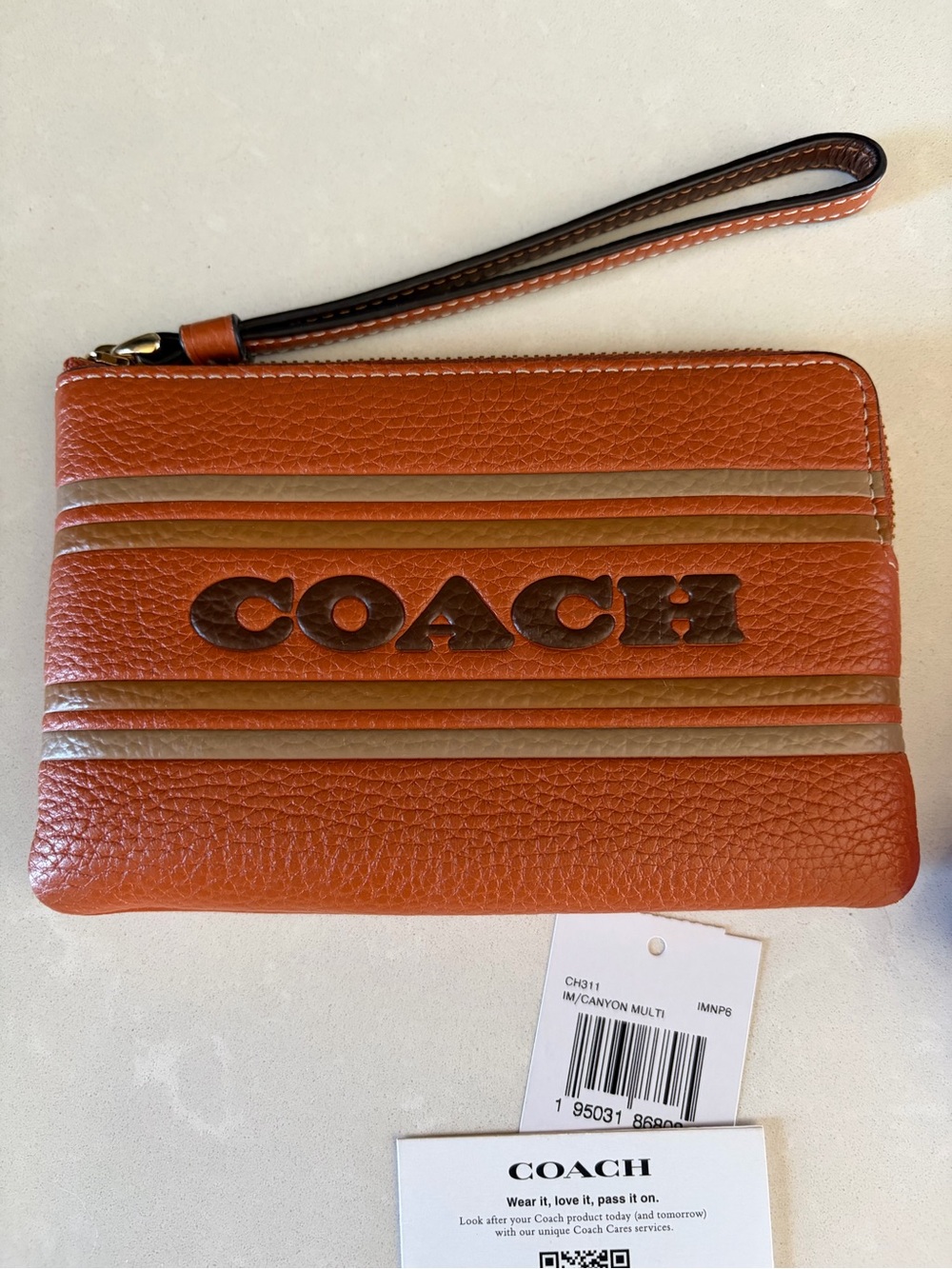 Coach Brown Leather Zip Wristlet